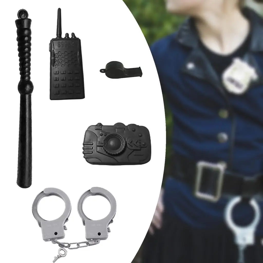 5Pcs Police Pretend Play Accessory Cosplay Prop for Carnival Fancy Dresses Performance Show Photo Props Halloween Parties