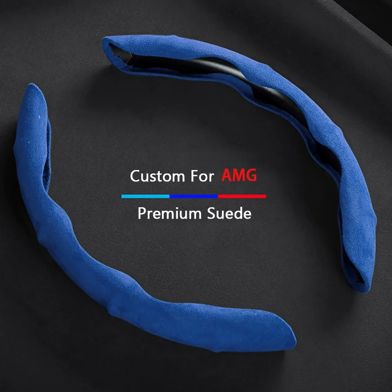 

Suede Leather Car Steering Wheel Cover For Mercedes Benz AMG Custom Fit Non-Slip Protector High Quality Car Accessories Covers