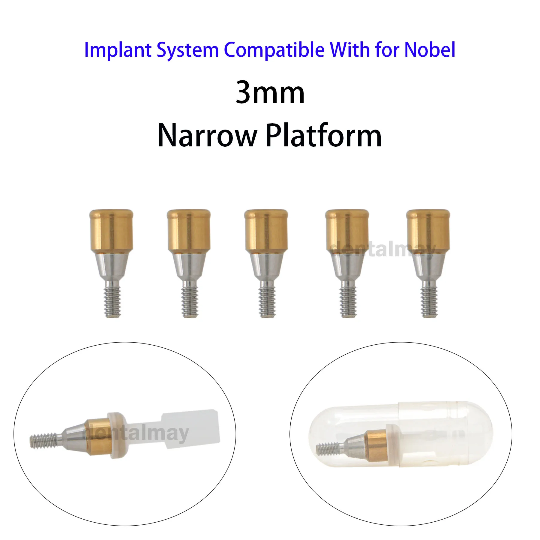 

Dental Implant Abutment Ti-base Gum Height NA353-3mm NP Narrow Platform 1/2/5PCS fit Nobel Active