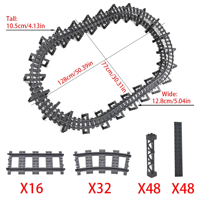 City Railway Track Train Set Switch Bridge Flexible  Level Crossing Forked Straight Curved Building Block Bricks Compatible Toys