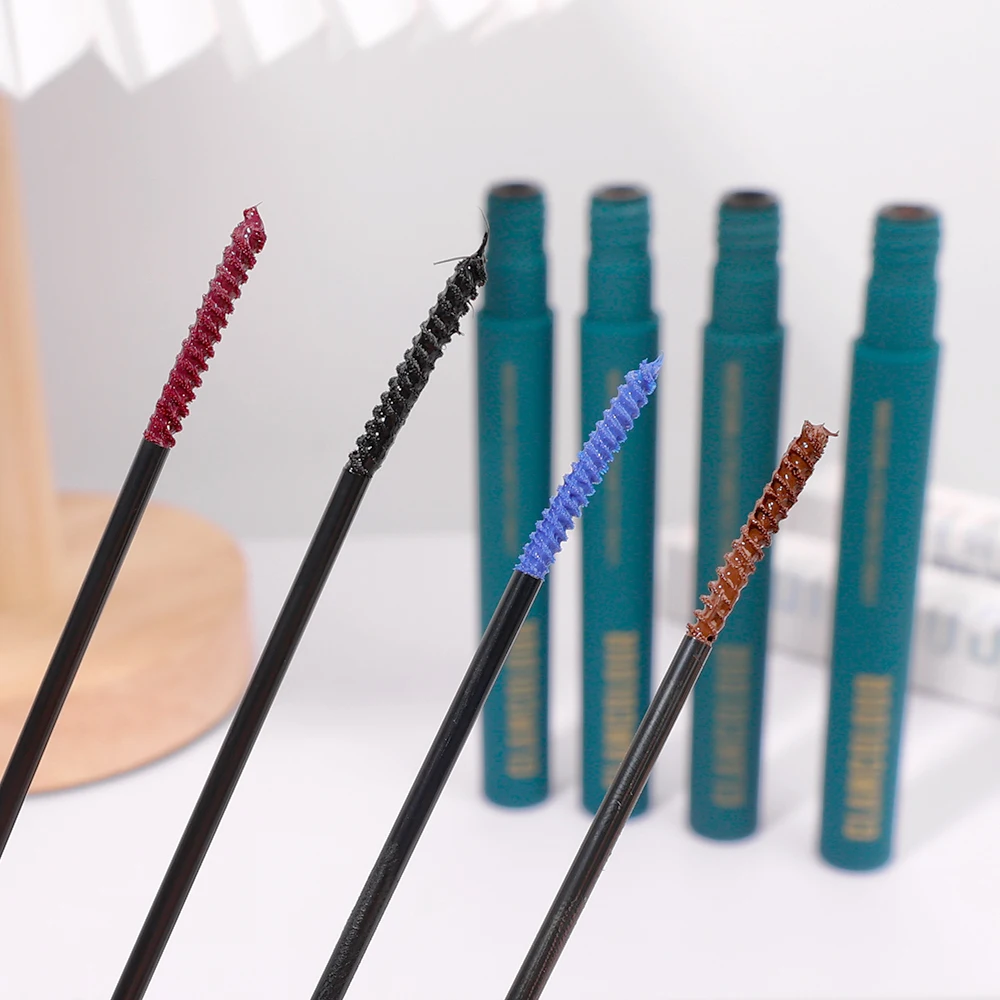 Wasserdichte bunte 5d Volumen Mascara dauerhafte schnell trocknende blau schwarz braun Curling verlängern lange Wimpern Seide Verlängerung Kosmetik