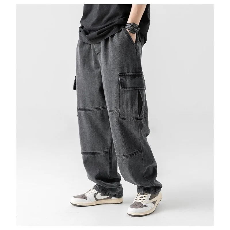 Men Wide Leg Jeans Hip Hop Casual Men\'s Straight Baggy Denim Pants Streetwear Skateboard Pant Neutral Trousers Plus Size