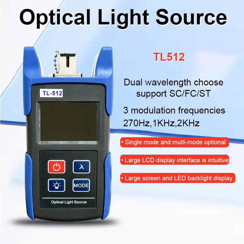 

TL512 Стабильный волоконно-волоконный источник света Измеритель оптической мощности Мини-OPM многорежимный/одномодовый портативный стабильный OLS с двойной волной