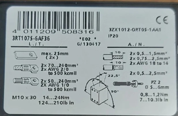 Brand New Orignial 3RT1075-6AF36 Contactor Fast Delivery