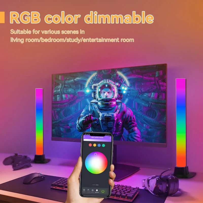 LED RGB Colorful Bar Lights, Mobile App Tuya Control Light Music Desktop Game Decoration Lamp, Intelligent Control RGB Bar Light