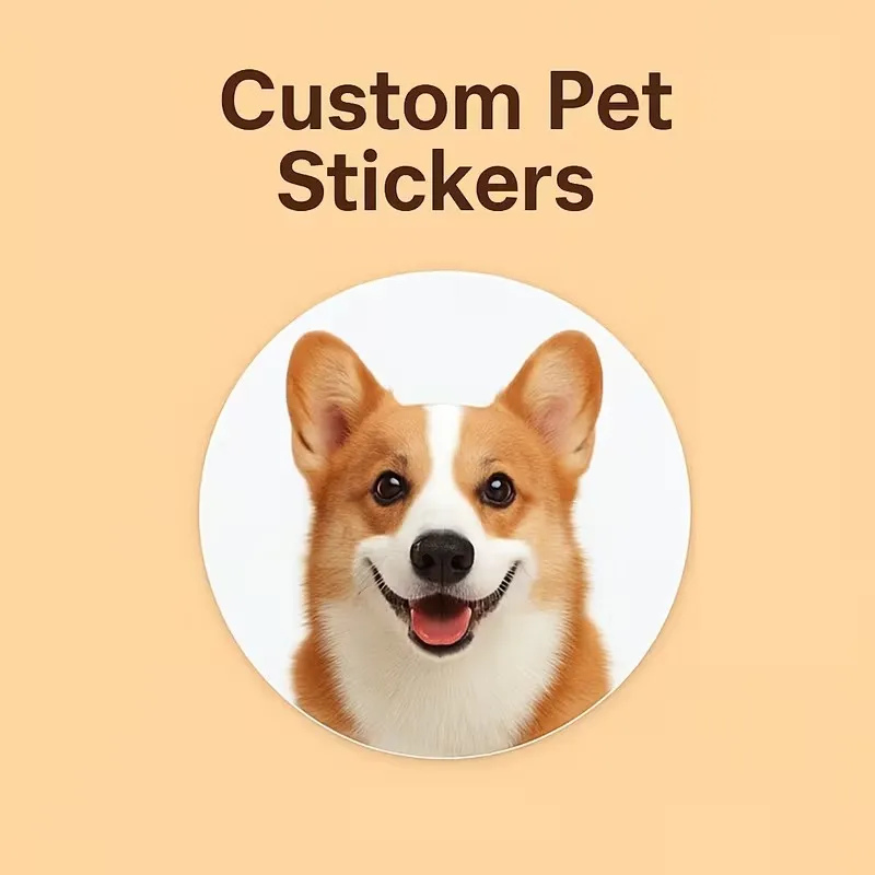 Custom Pet Photo Stickers Personalized Round Stickers for Pets ,for Keepsakes, Gifts, Label Decorations, and Home Decor