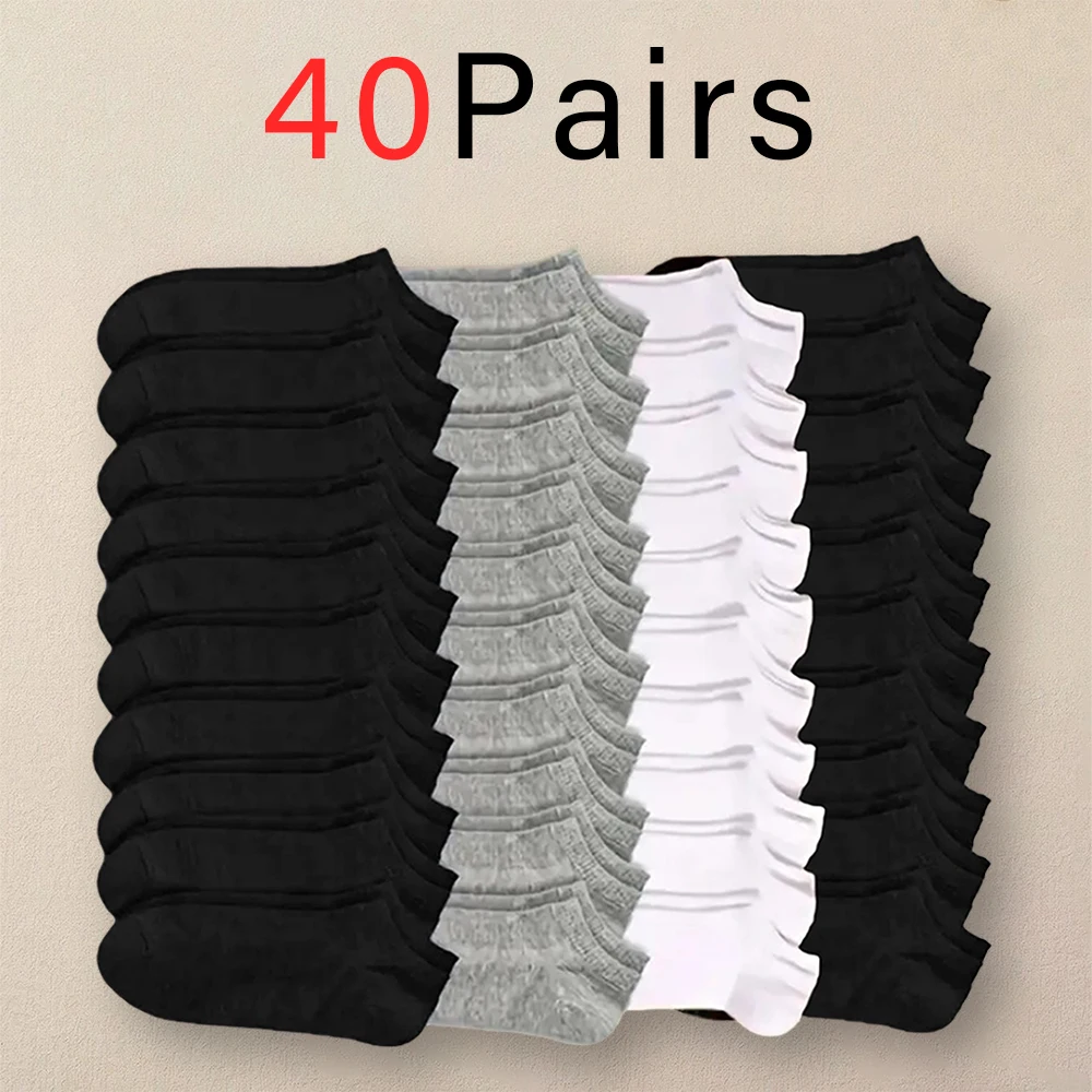 10/40 Pairs Men\'s Boat Socks Business Sport Sweat Absorption Mature Summer Autumn Solid Color Non Pilling Versatile Ankle Socks