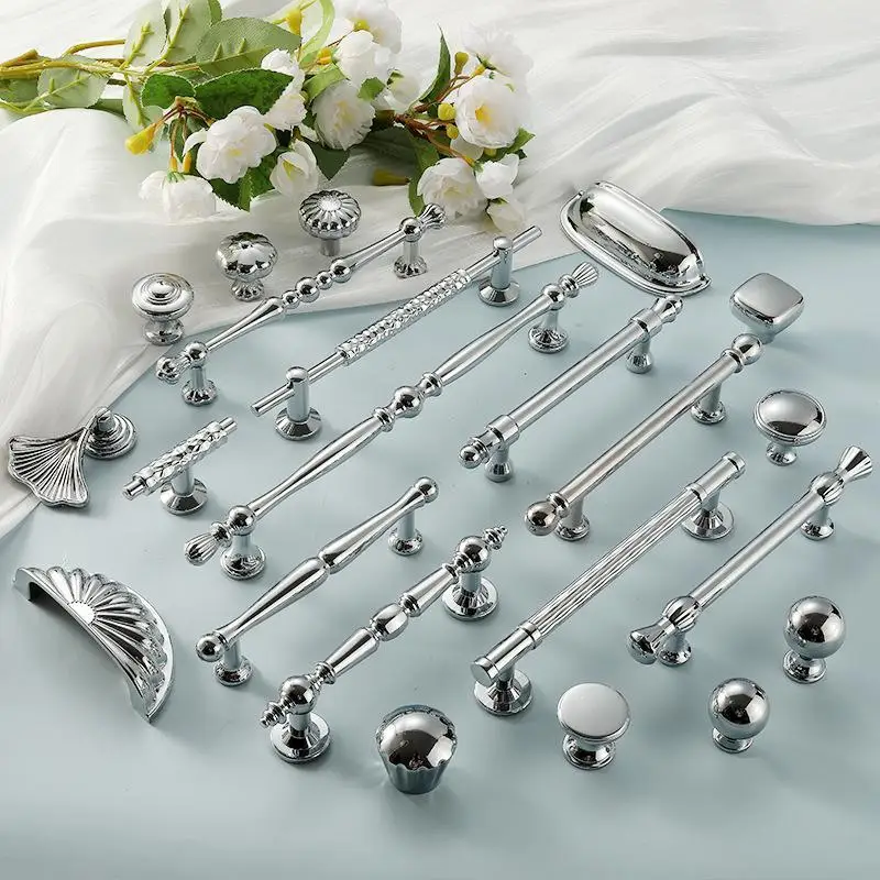 Single Hole Zinc Alloy Drawer Pull French Style Wardrobe Knob Durable Cabinet Handle for Kitchen Bathroom Furniture
