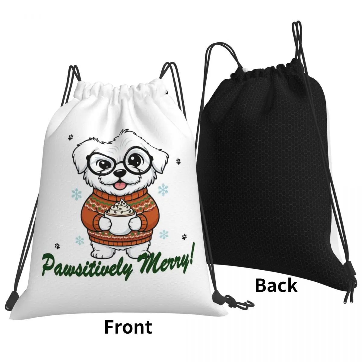 Hot Cocoa Dog Lovers Backpacks Multi-function Drawstring Bags Sundries Bag Book Bags for Travel Students