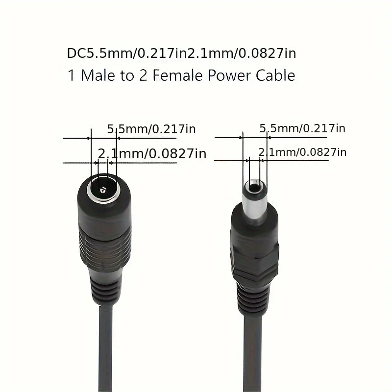 DC Power Splitter Cable 1 Female to 2/4/8 Male Y-Shaped Adapter with 12V Output 5.5mm x 2.1mm Connector for Cameras
