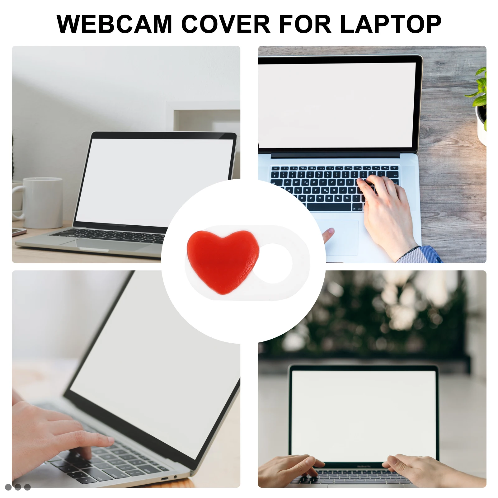 

2 pcs Webcam Privacy Cover for Laptop PC Tablet Heart Shaped Ultra Thin Slide White Protector Video