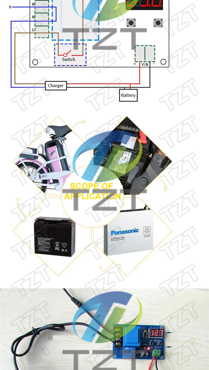 1/3PCS Digitale Steuerung Batterie Lade Control Modul AC 220V Lithium-Speicher Batterie Ladegerät Control Schalter Schutz bord – Detail 2
