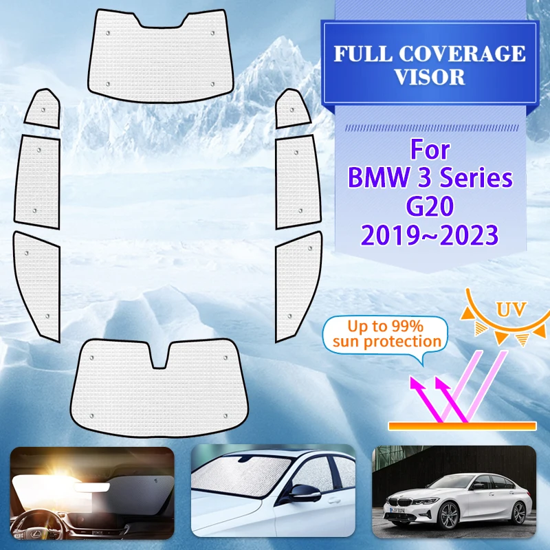 Car Full Window Sunshades For BMW 3 Series G20 M340i 320e 2019~2023 Anti-UV Car Sun Visors Window Visors Sunshades Accessories