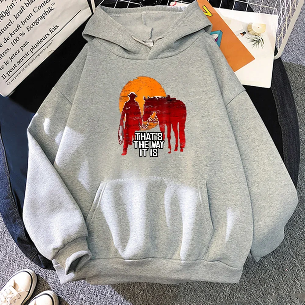 Red Dead Redemption Figure Silhouette Hoodies Autumn Winter Long Sleeve Warm Sweatshirt Fleece Men Casual Pullovers Long Sleeve