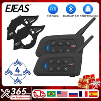 EJEAS V4 PLUS Bluetooth5.1 Motorcycle Helmet Intercom Headset With 1200M BT Interphone Communicator For 4 Riders IP65 Waterproof