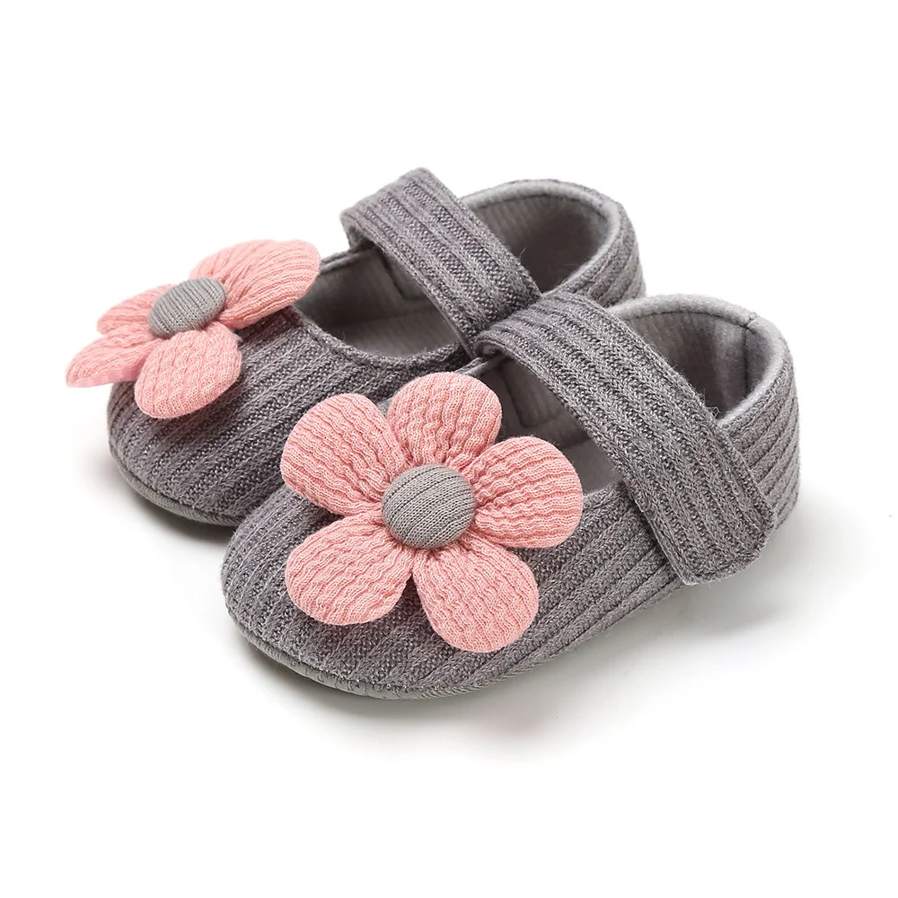 Baby Girl Shoes Knitted Knitting Soft Soles Non-slip Pink Flowers Bow Tie Infant Newborns Crib First Walkers Toddler Girl Shoes