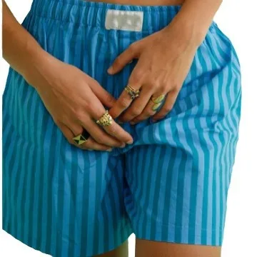Zomer Dames Casual Hoge taille Baggy Gestreepte orts Sweet Sle Vijf-lengte broek Vrijetijdskleding voor dames
