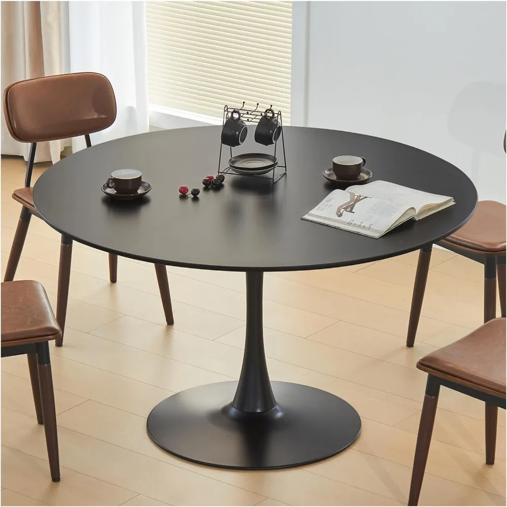 

Round Dining Table,47.2" Circle Tulip Table with Thickened Tabletop & Metal Pedestal,Mid Century Modern Bistro Table for Kitchen