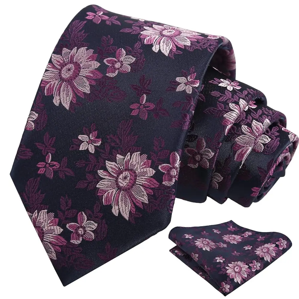 

Мужской комплект: галстук с цветочным принтом и платок для кармана, 3,15 дюйма, в мягких тонах, для весенних свадеб, садовых вечеринок и бранчей