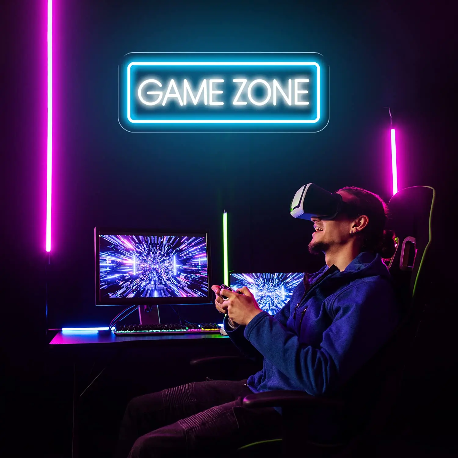 Game Zone Neon Sign Dimmable Neon Sign for Gamer Room Decor USB Powered Light Up Gaming Neon Sign for Room Decor Gifts For Gamer