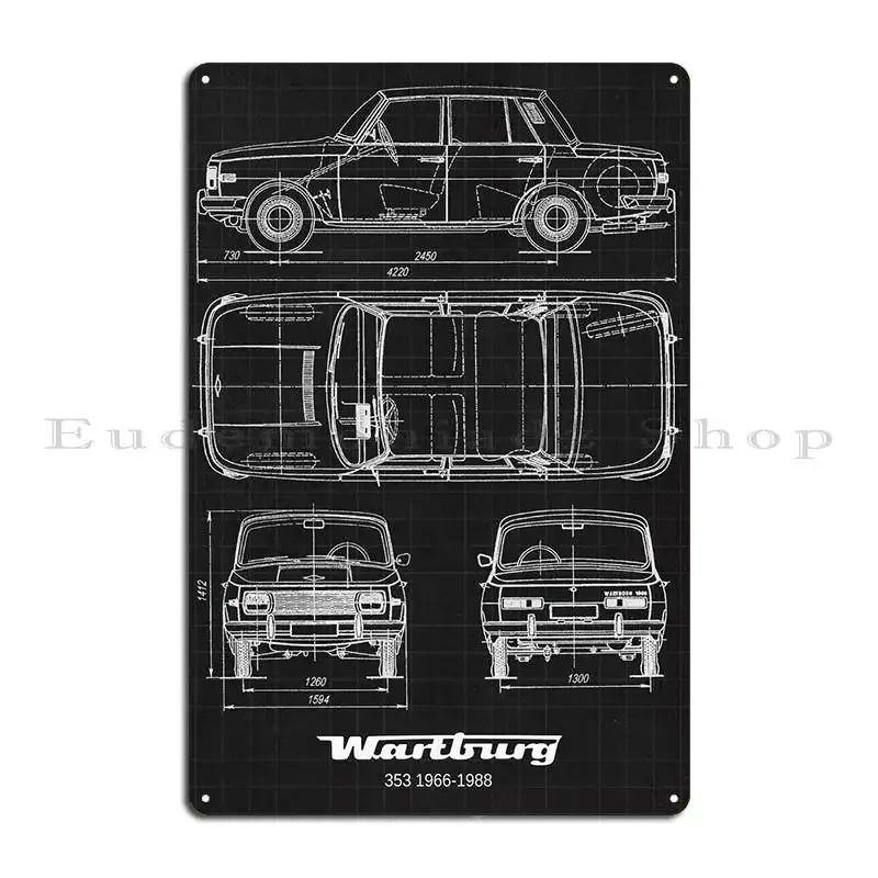 Wartburg legends never die 353 19661988 312 GDR Oldtimer VEB Automobilwerke Eisenach Metal Create Pub Classic Tin Sign Poster view 2