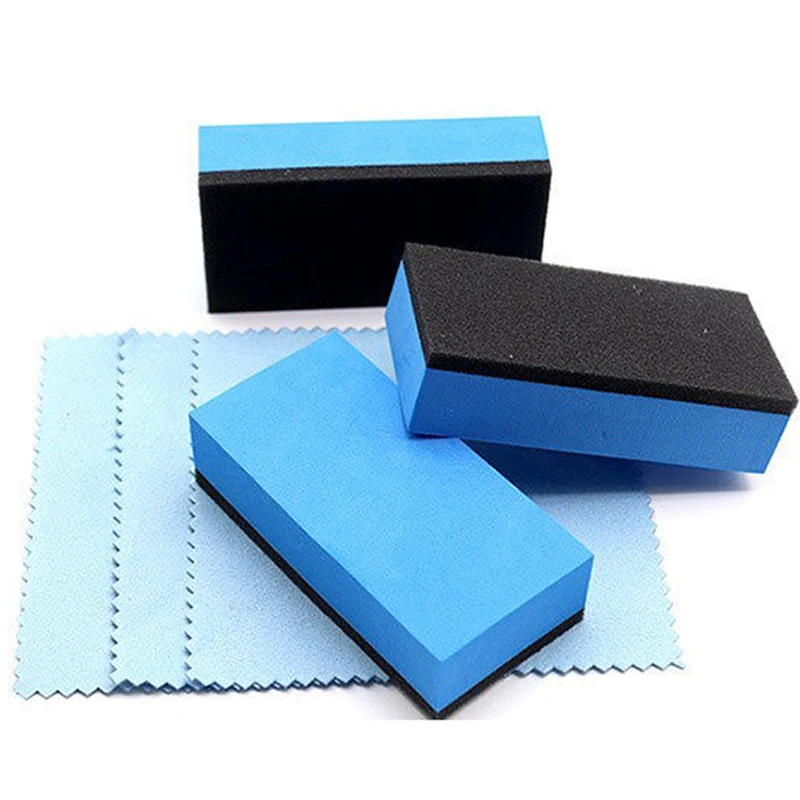 Car Ceramic Coating Sponge Applicator Glass Nano Wax Coat Sponge Pads Blue Square Sponge Cloth Car Cleaning Accessories