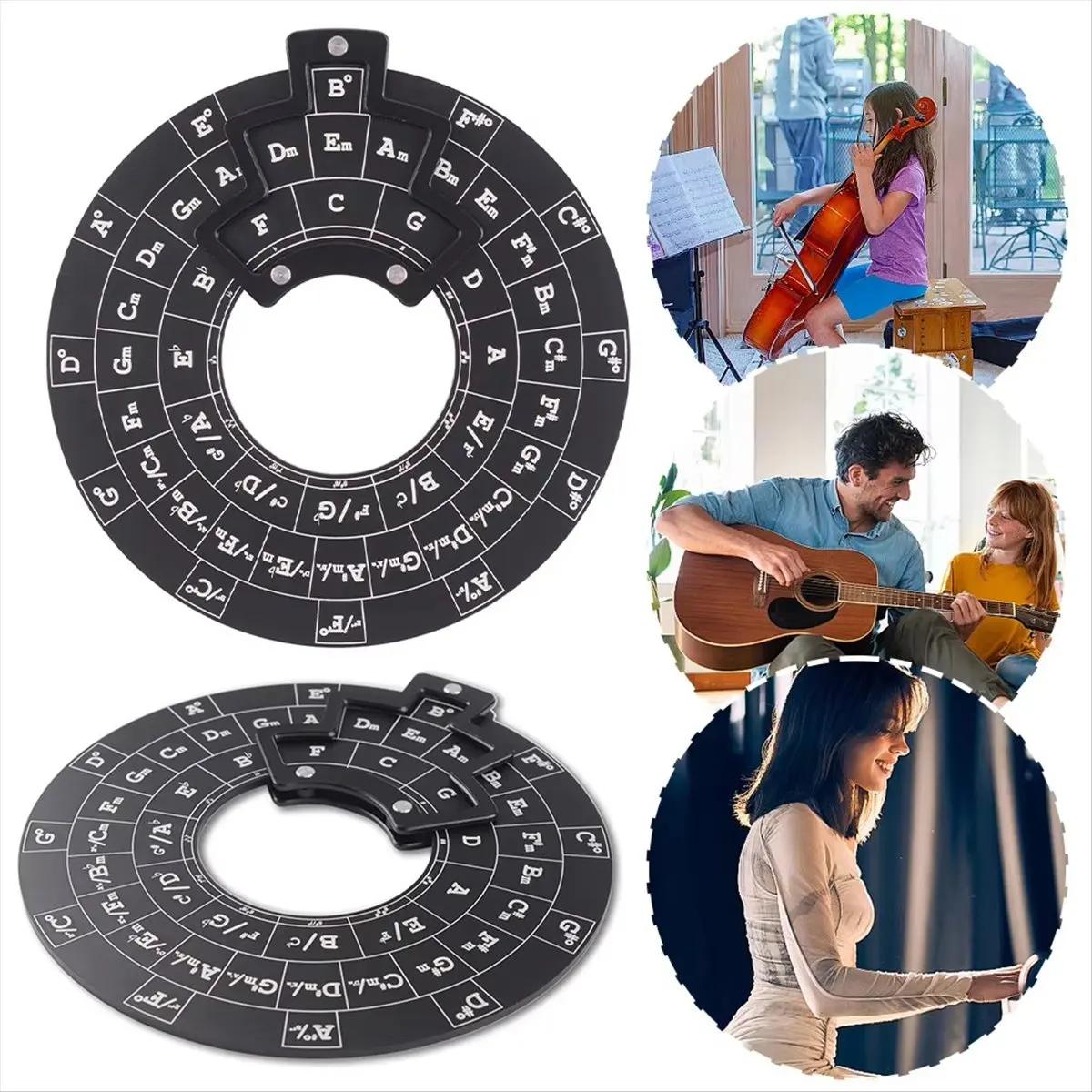 ABPF Circle of Fifths Wheel Guitar Chord Wheel Wooden Melody Tool Musical Chord Wheel for Musicians Guitar Accessories view 2