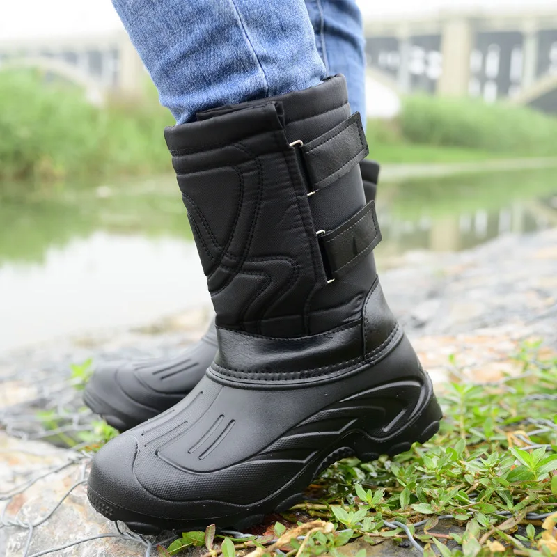 Herren-Winterstiefel mit hohem Schaft, wasserdicht, rutschfest, dick gefüttert, warm, für Outdoor-Wanderungen, Angeln, Tarnmuster, EU-Größe 39-46 – Detail 10