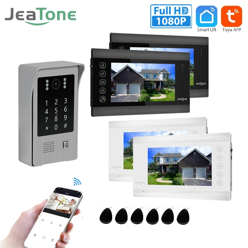 Jeatone 1080P FHD Wifi Doorbell With Camera Video Intercom 7 Inch Touch Screen PIR Motion Detection for Villa Home Office