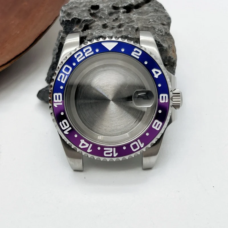 40mm caixa de relógio de mergulho masculino moldura de vidro de safira para seiko gmt submarino nh35 nh36 nh38 nh34 nh70 nh72 movimento 28.5-30.5mm dial