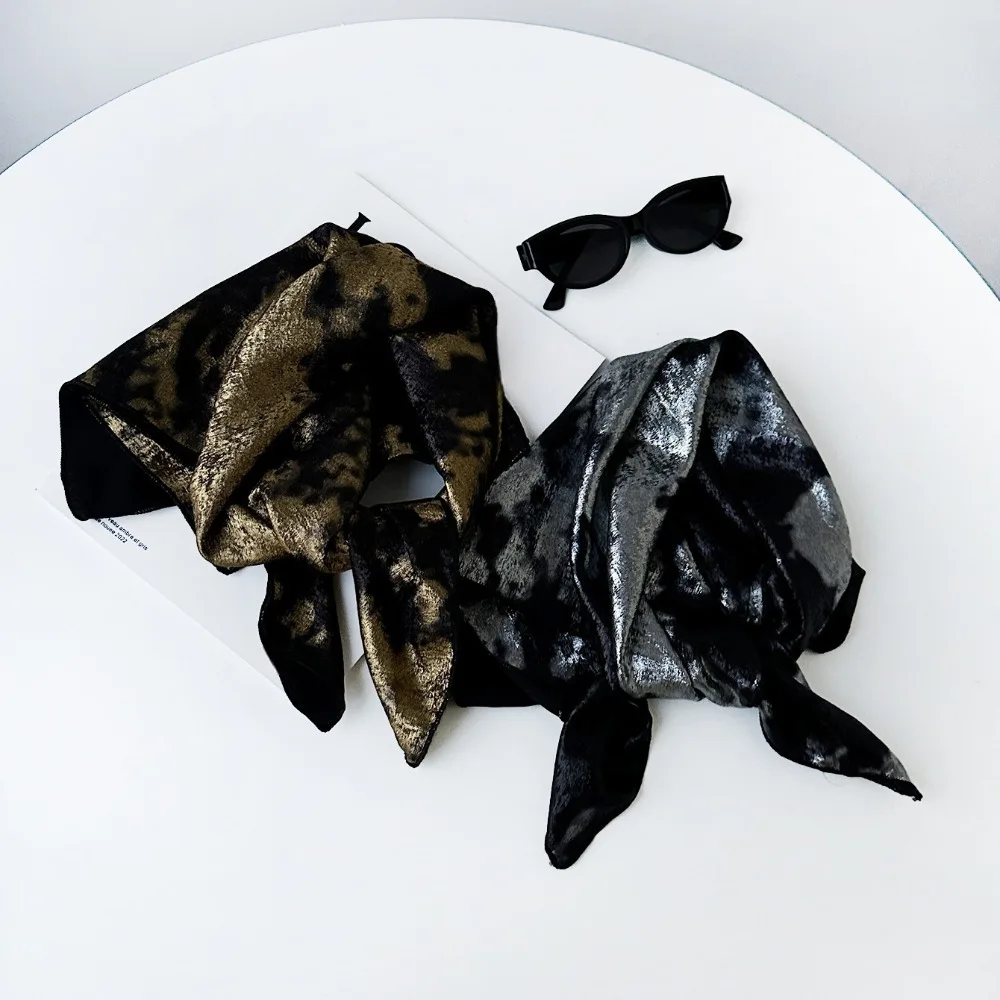 Y2K – foulard pour cheveux argentés liquides, bandeau enveloppant doux, couleur Laser, écharpe mince, Hip Hop Punk, Bandana, Streetwear