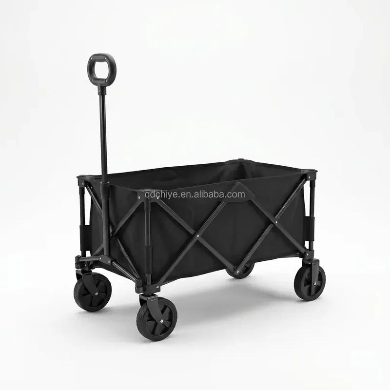 for Sturdy Foldable Collapsible Camping Wagon Cart with Adjustable Handle Large Capacity Iron Four-Wheel Design for Outdoor