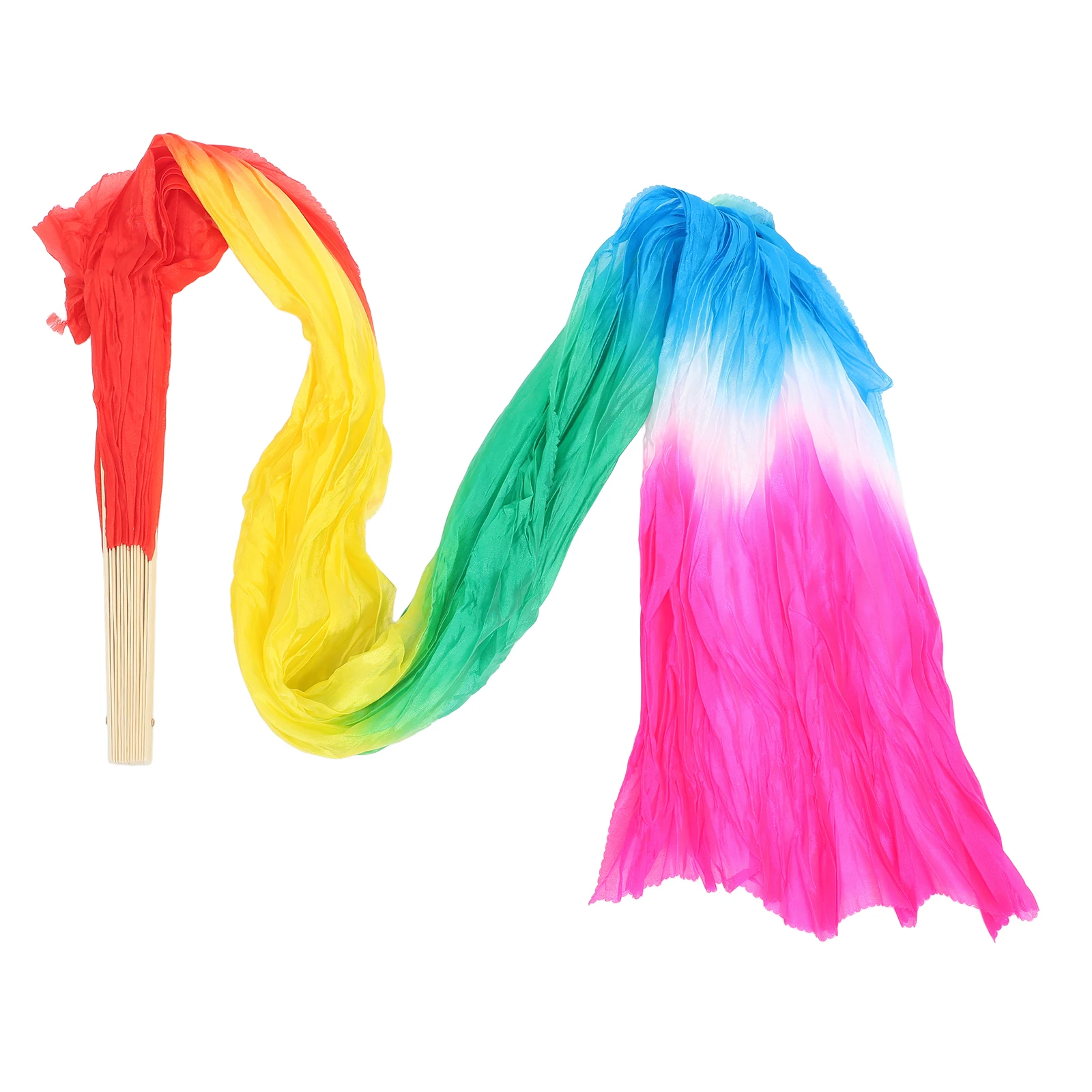 Beau éventail de danse du ventre, Long voile de soie, éventail de danse pliant allongé, accessoire de Performance coloré, accessoire de Costume de scène