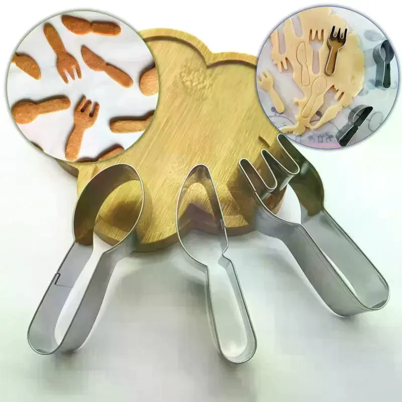 

Милый нож, вилка, формочки для печенья в форме ложки, посуда, формы для печенья, штампы из нержавеющей стали, инструменты для тиснения помадки и выпечки