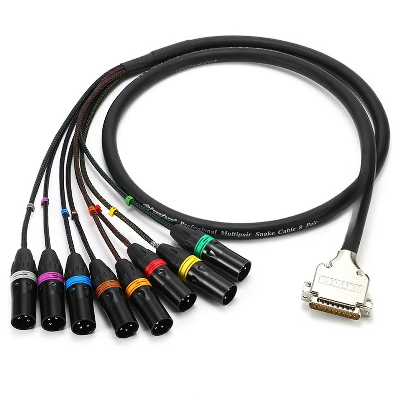 For Data DB25 Braid Loose Tail 8 Gold Plated Xanon 6.35 Recording Sound Card Analog Audio