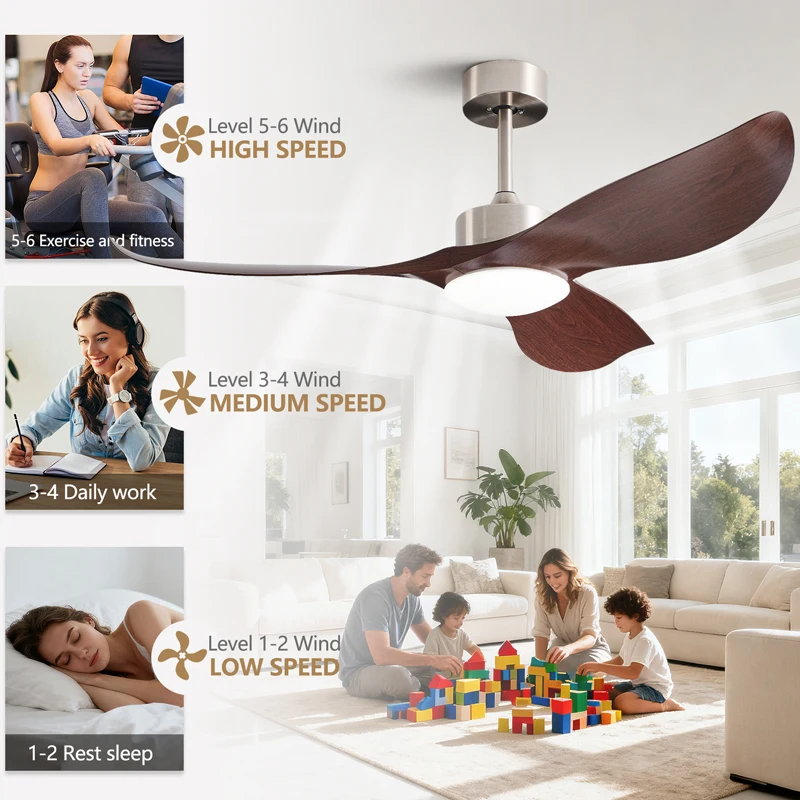 42/52 Inch Modern Ceiling Fan Light DC Remote control Electric Fan Used Restaurant Office Cafe Living Room Decoration