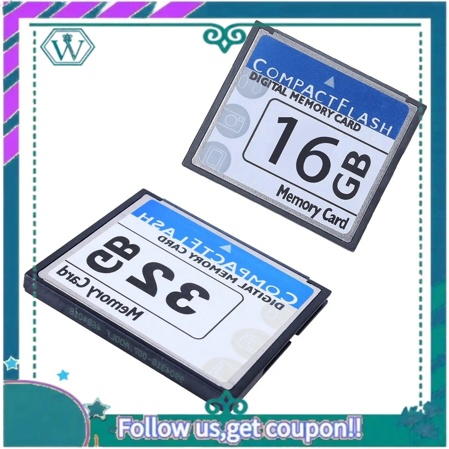 A75Q-2 Pcs Cartão de Memória Flash Compacto Profissional Branco e Azul 16GB e 32GB