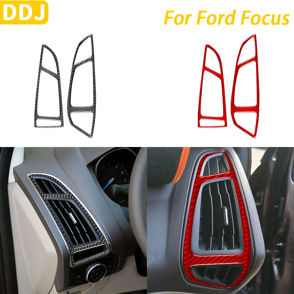 

For Ford Focus 2012-2018 Accessories Real Carbon Fiber Dashboard Both Side Air Vent Outlet Panel Cover Trim Car Interior Sticker