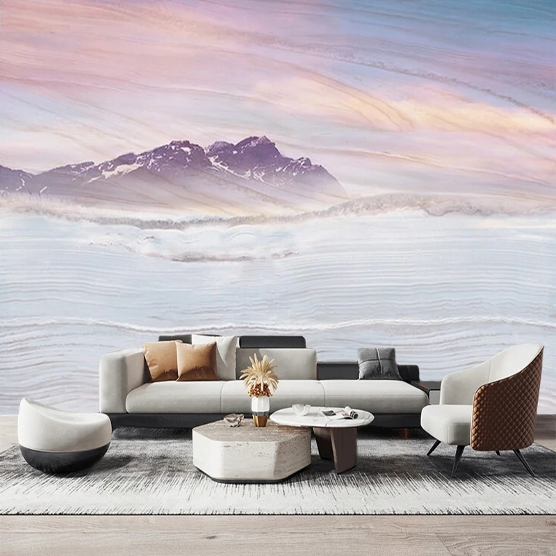 European-Style Clear Marble Texture Landscape Abstract Artistic Conception Mountain Range Cabinet Kitchen Sofa Background Wall
