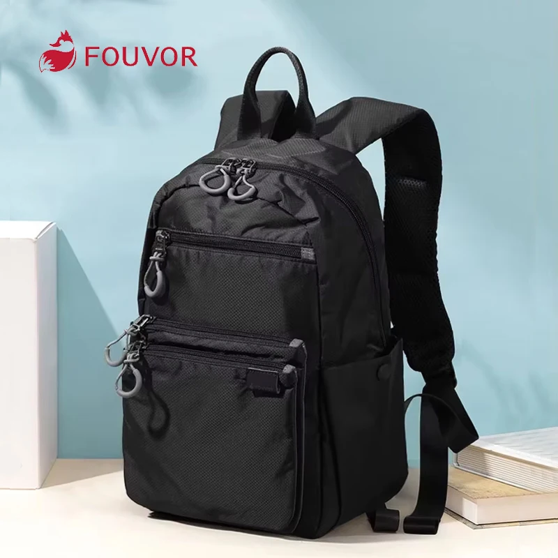 Fouvor wodoodporny plecak damski o dużej pojemności sportowe płócienne plecaki na laptopa moda podróżna nylonowa tornister studencki 2802-02