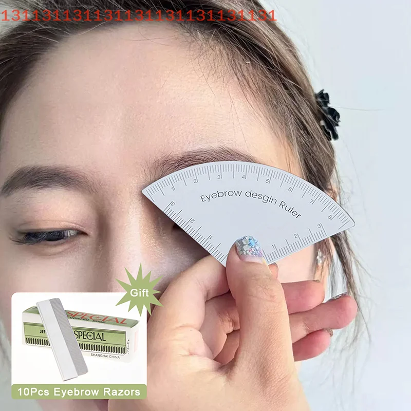 Plantilla para dar forma a las cejas + maquinillas de afeitar para cejas, 10 cuchillas, moldeador instantáneo de cejas, Kit de plantilla multiestilo para un modelado rápido y preciso, 1 ud.