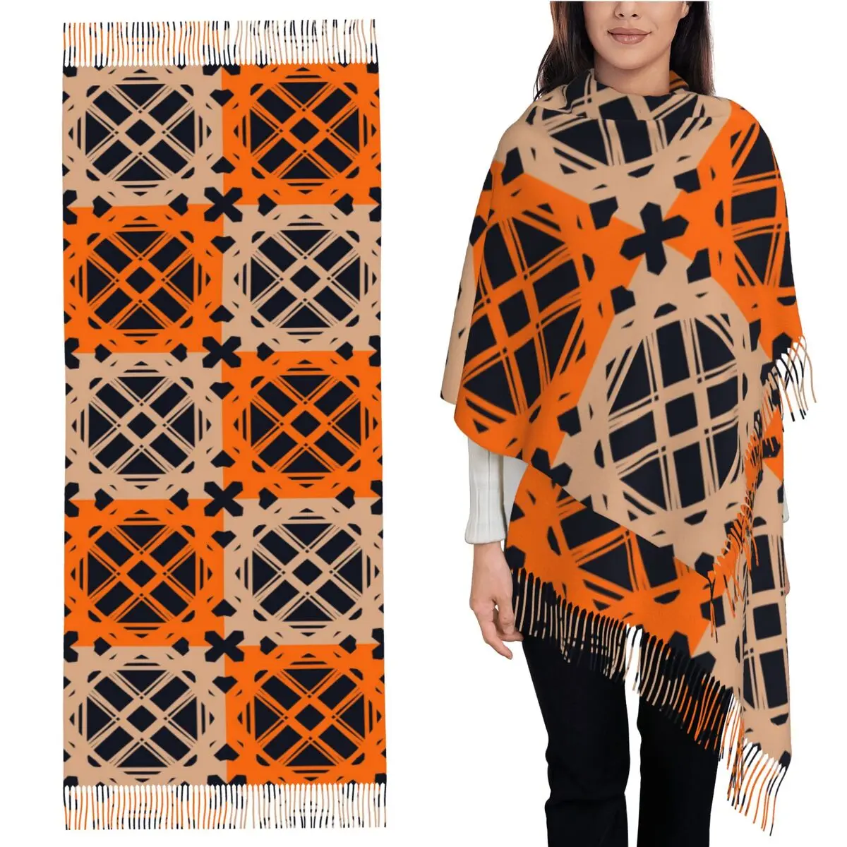 

Тканевый шарф с узором в виде листьев, шарфы с кисточками для женщин, мягкие теплые шали и накидки, большая осенне-зимняя шаль