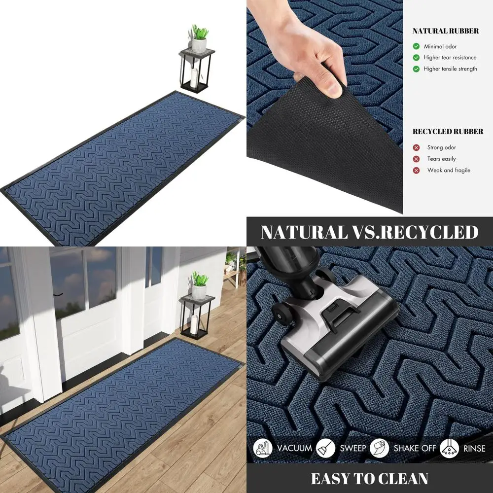 

Износостойкий коврик-дорожка 24x72 для использования внутри и снаружи помещений, для зон с высокой проходимостью, легко чистится, синий