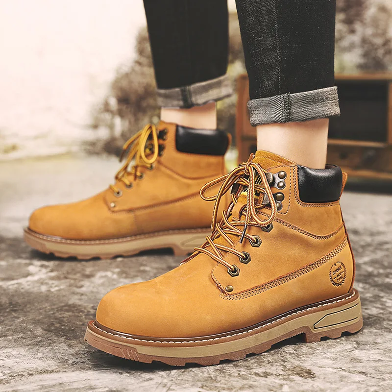 

KOWM походная обувь из воловьей кожи, мужские непромокаемые охотничьи ботинки, тактические зимние ботинки для пустыни, меховые треккинговые прогулочные кроссовки, мужская рабочая обувь