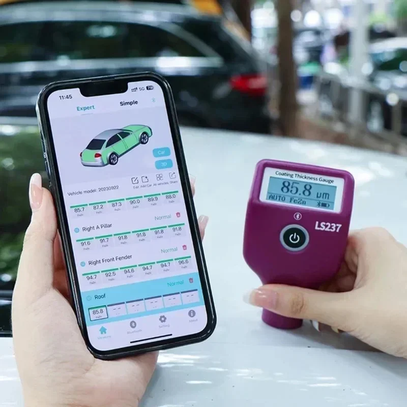 2026 Type-C Charge Car Paint Thickness Gauge for Checking Auto Coating Identify Ferrous Putty Three Color and Rotatable Screen