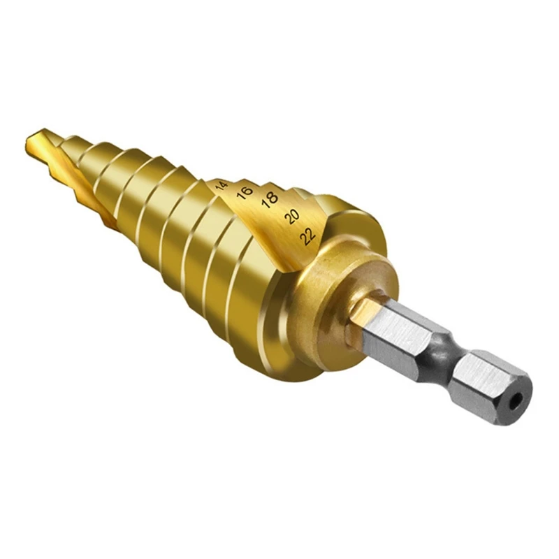 Step Drill Bit Set for Titanium Coated High Speed Steel Drill Cone Bits for Sheet Metal Hole Drilling Cutting DIY Lovers