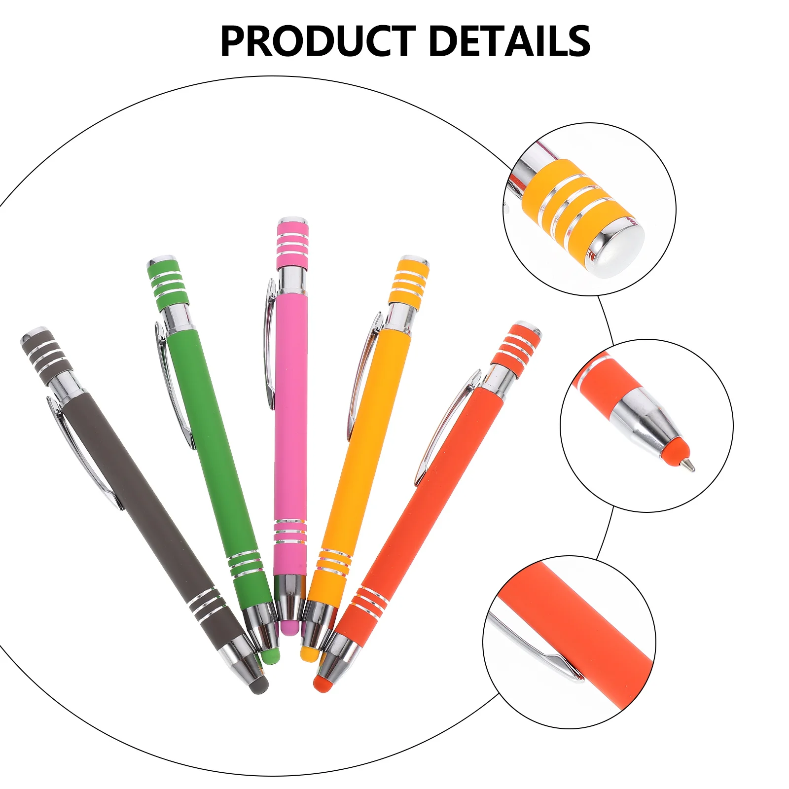 

5 Pcs Metal Ballpoint Pen Handwriting Stylus 2-in-1 Capacitive Pens Aluminum Rod Touch Screen