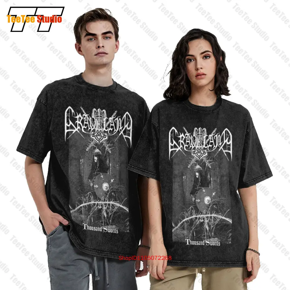 تي شيرت Graveland Thousand Swords بغلاف ألبوم أسود عتيق كبير الحجم LBBK