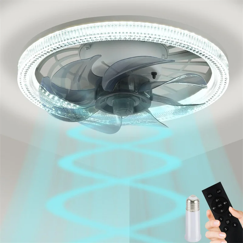 Modern LED Ceiling Fan Light E27 Socket Base Fan Light Ceiling Fan Lamp With Remote 3 Color Dimming AC85-265V For Bedroom Fans