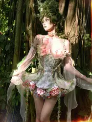 blood supply original forest green fishbone mini skirt set backless rose patch flower fairy party dress sleeveless summer set